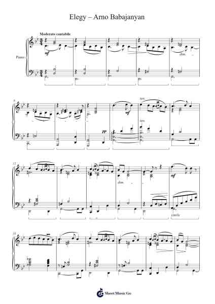 Elegy Sheet Music by Arno Babajanyan-Arr.Seac