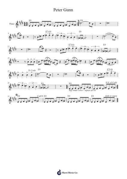 Peter Gunn Sheet Music by The Blues Brothers-Arr.Brookjoy