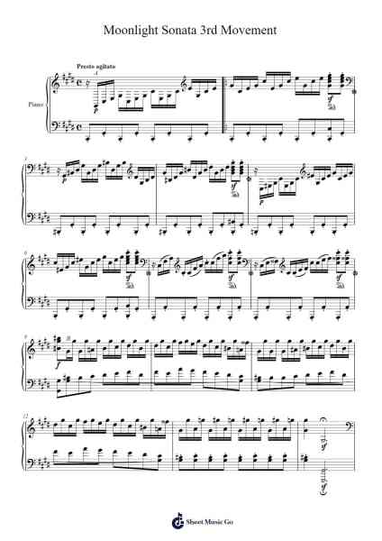 Piano Sonata No. 14 in C-Sharp Minor, Op. 27, No. 2 "Moonlight": III. Presto agitato Sheet Music by Ludwig van Beethoven-Arr.Greydre Keithburne