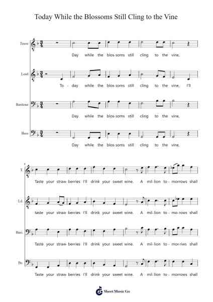 Today While the Blossoms Still Cling to the Vine Sheet Music by Randy Sparks-Arr.Rocius