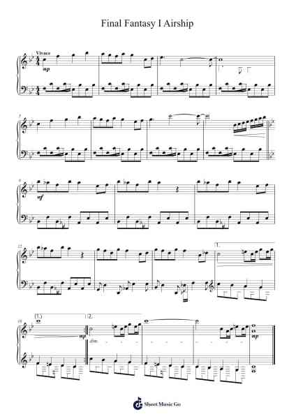 Final Fantasy I: Airship Sheet Music by Nobuo Uematsu-Arr.Natpold Vinvin