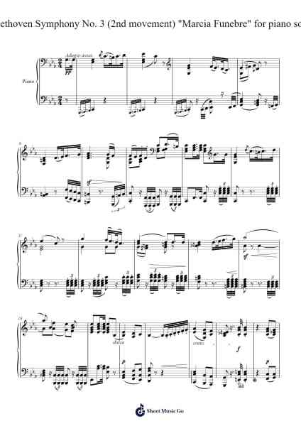Symphony No. 3 in E-Flat Major, Op. 55 "Eroica": II. Marcia funebre. Adagio assai Sheet Music by Ludwig van Beethoven-Arr.Jannuel Graceche
