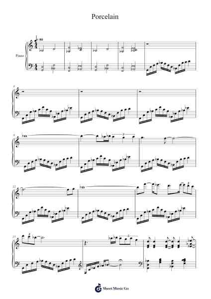 Porcelain Sheet Music by Moby-Arr.Leighborn