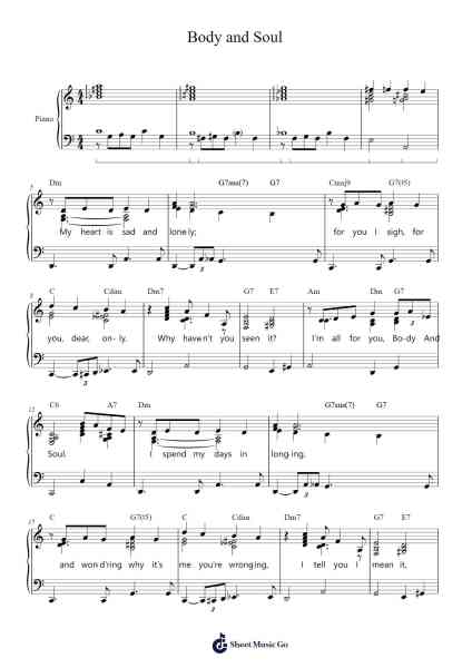 Body and Soul Sheet Music by Johnny Green-Arr.Terwyatt Hangan