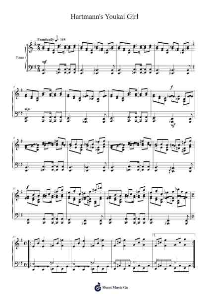 Hartmann's Youkai Girl Sheet Music by ZUN-Arr.Duntrick