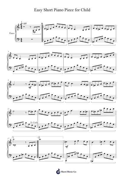 Easy Short Piano Piece for Child Sheet Music by Masao Aichi-Arr.Finnat Mintosh