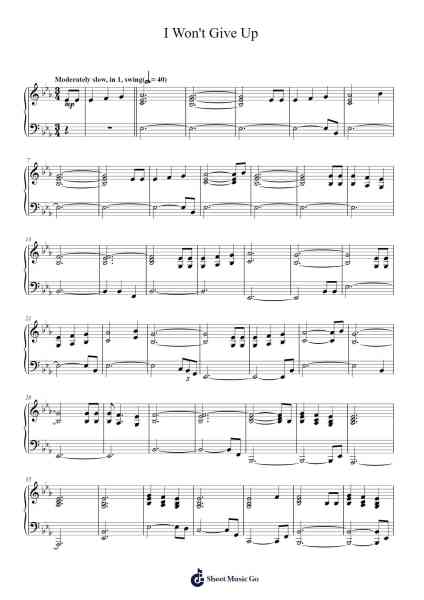 I Won't Give Up Sheet Music by Jason Mraz-Arr.Joshjean