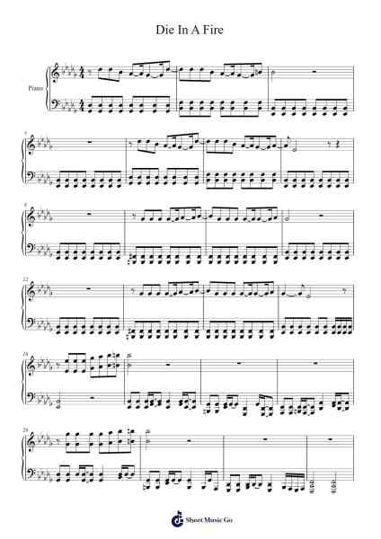 Die In A Fire Sheet Music by The Living Tombstone-Arr.Blythia