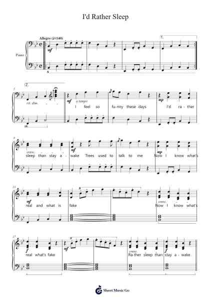 I'd Rather Sleep Sheet Music by Kero Kero Bonito-Arr.Brongus Chadkiel