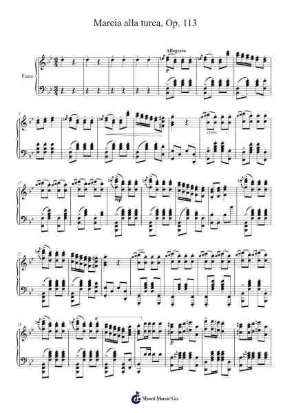 Marcia Alla Turca, Op. 113 Sheet Music by Ludwig van Beethoven-Arr.Jesret