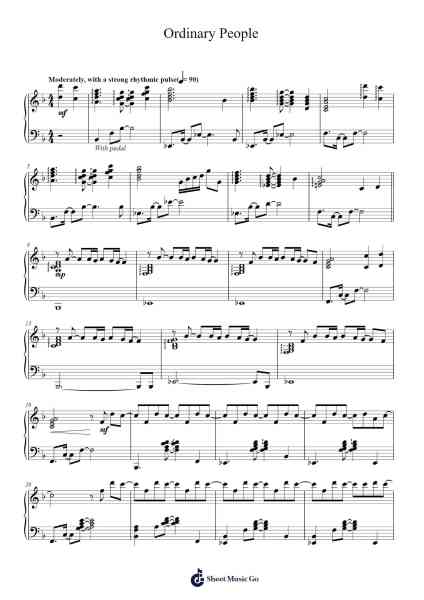 Ordinary People Sheet Music by John Legend-Arr.Childvian Petsibyl