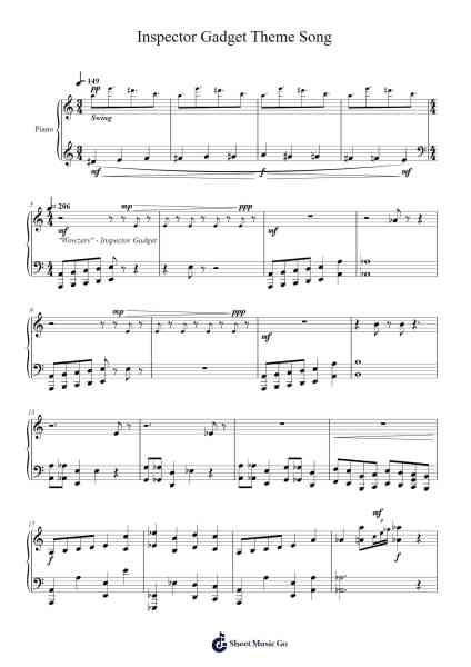 Inspector Gadget Theme Song Sheet Music by Shuki Levy/Haim Saban-Arr.Jacthel
