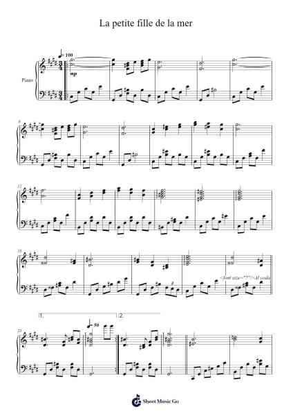 La petite fille de la mer Sheet Music by Vangelis-Arr.Fitzbaird Marreade