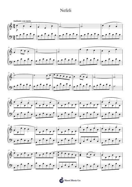 Nefeli Sheet Music by Unknown author-Arr.Mauddam Linddice