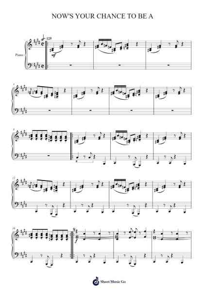 NOW'S YOUR CHANCE TO BE A Sheet Music by Toby Fox-Arr.Cofvey Fieldmeo