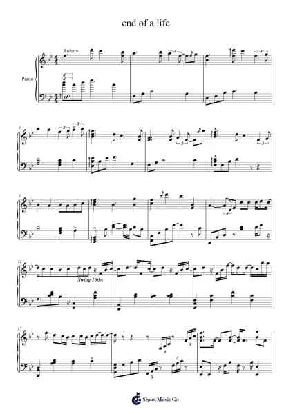 end of a life Sheet Music by Calliope Mori-Arr.Borglass