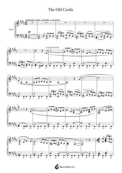 Pictures at an Exhibition: The Old Castle Sheet Music by Modest Mussorgsky-Arr.Zaharte Whlith