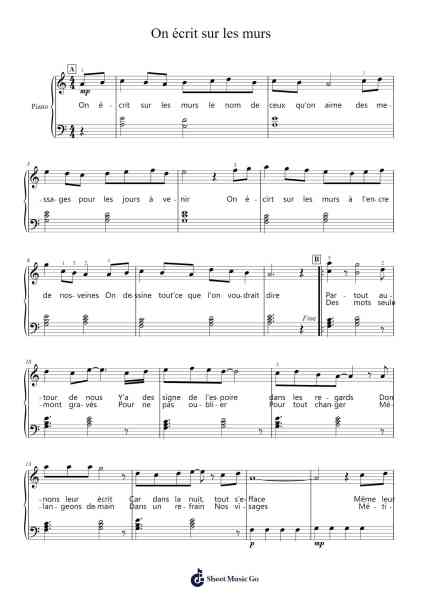 On écrit sur les murs Sheet Music by Kids United-Arr.Moisham Whcky
