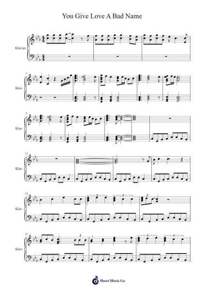 You Give Love A Bad Name Sheet Music by Bon Jovi-Arr.Malclaude