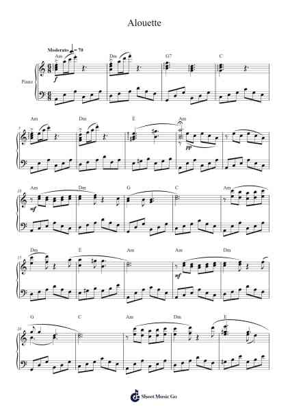 Alouette Sheet Music by Paul Mauriat-Arr.O'Cakeats Leofunk