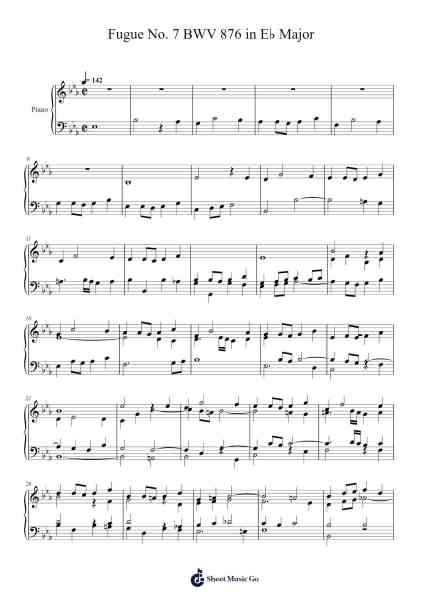 Fugue No. 7 in E♭ Major, BWV 876 Sheet Music by Johann Sebastian Bach-Arr.Huce Earlville