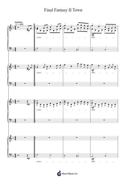 Final Fantasy II Town Sheet Music by Nobuo Uematsu-Arr.Louiste