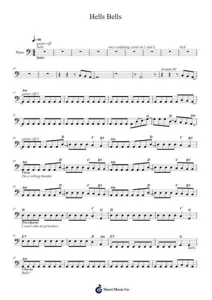 Hells Bells Sheet Music by AC/DC-Arr.Denre