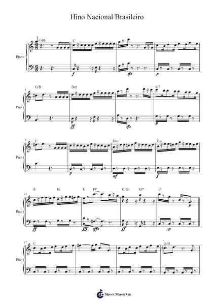 Hino Nacional Brasileiro Sheet Music by Francisco Manuel da Silva-Arr.Tenings