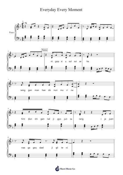 Everyday Every Moment Sheet Music by Roy Kim-Arr.Borglass