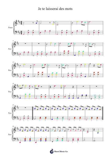 Je te laisserai des mots Sheet Music by Patrick Watson-Arr.Alruth