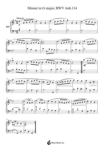 Minuet in G Major, BWV Anh. 114 樂譜由 Johann Sebastian Bach - 編曲 Fasil Murseph
