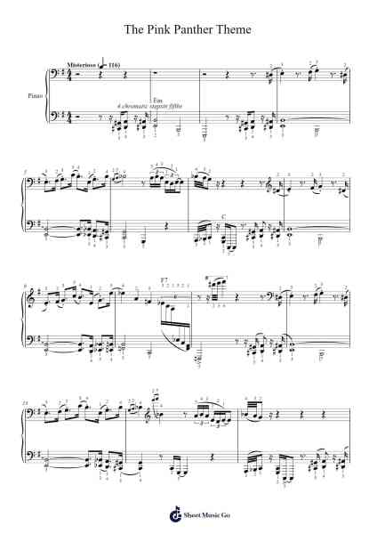The Pink Panther Theme Sheet Music by Henry Mancini-Arr.Beague Kinglor