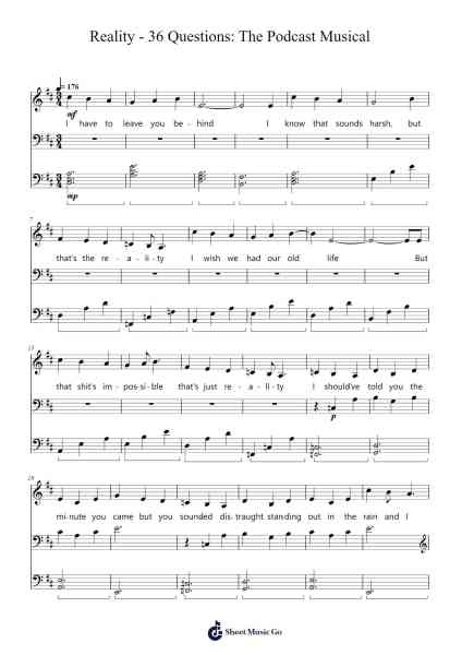 Reality - 36 Questions: The Podcast Musical Sheet Music by 36 Questions-Arr.Ranlass Dulelroy
