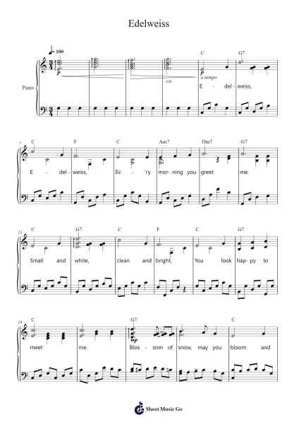 Edelweiss Notenblatt von Rodgers & Hammerstein-Arr.Moivogt Alickckens