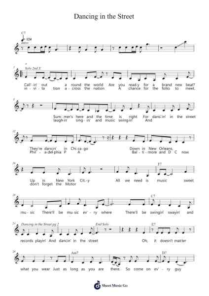 Dancing in the Street Sheet Music by Marvin Gaye-Arr.Huttbins