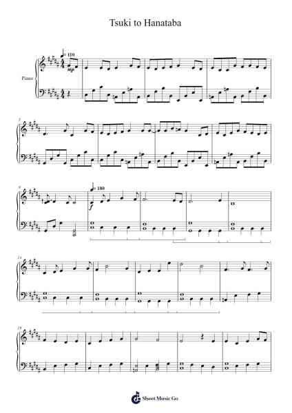 Tsuki to Hanataba Sheet Music by Sayuri-Arr.Milesbloor