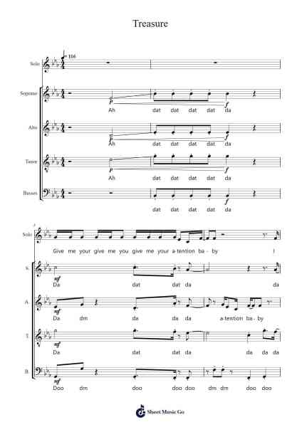 Treasure Sheet Music by Bruno Mars-Arr.Ldad Jeanvan