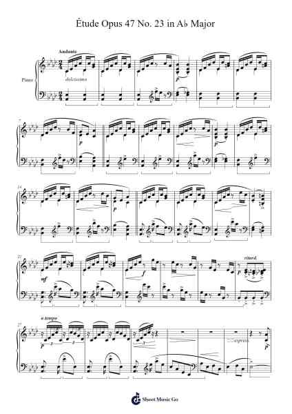 Étude Opus 47 No. 23 in A♭ Major Sheet Music by Stephen Heller-Arr.Junerald