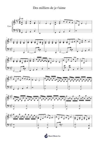 Des milliers de je t'aime Sheet Music by Slimane-Arr.Penstowe Beardwells