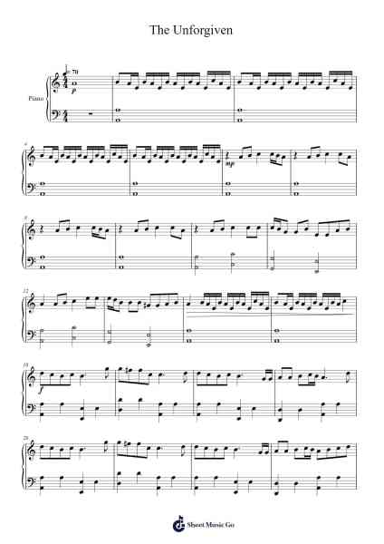 The Unforgiven Sheet Music by Metallica-Arr.Calbroad Poundbrooke