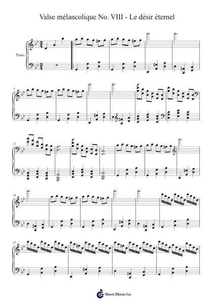 Valse mélancolique No. VIII - Le désir éternel Sheet Music by Stephan Beneking-Arr.Kirkckle Clarkckle
