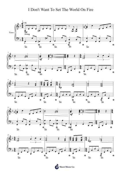 I Don't Want To Set The World On Fire Sheet Music by The Ink Spots-Arr.Jonessibyl Midsopp