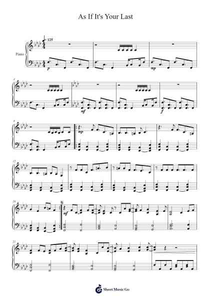 As If It's Your Last Sheet Music by BLACKPINK-Arr.Stanthy