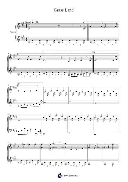 Grass Land Sheet Music by Tomoya Tomita-Arr.Carlwilde Yonngcam
