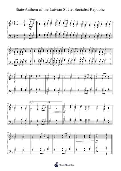 State Anthem of the Latvian Soviet Socialist Republic Sheet Music by Anatols Liepinš-Arr.Laufield Blantra
