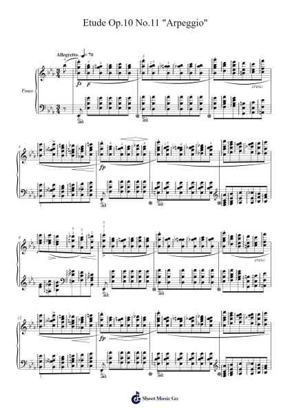 Etude Op. 10 No. 11 in E Major "Arpeggio" Sheet Music by Frédéric Chopin-Arr.Fieldbing