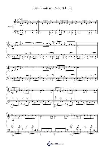 Final Fantasy I - Mount Gulg Sheet Music by Nobuo Uematsu-Arr.Alickbush