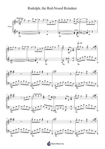 RUDOLPH, THE RED-NOSED REINDEER Sheet Music by Gene Autry-Arr.Pomeo Walshbee