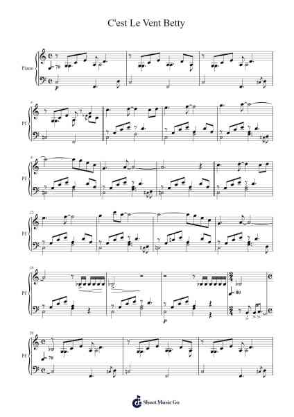C'est Le Vent Betty Sheet Music by Gabriel Yared-Arr.Duttdes Dawnpril