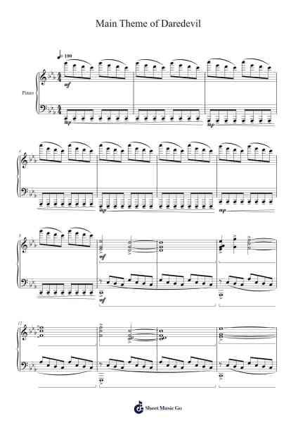 Main Theme of Daredevil Sheet Music by John Paesano-Arr.Pomiles